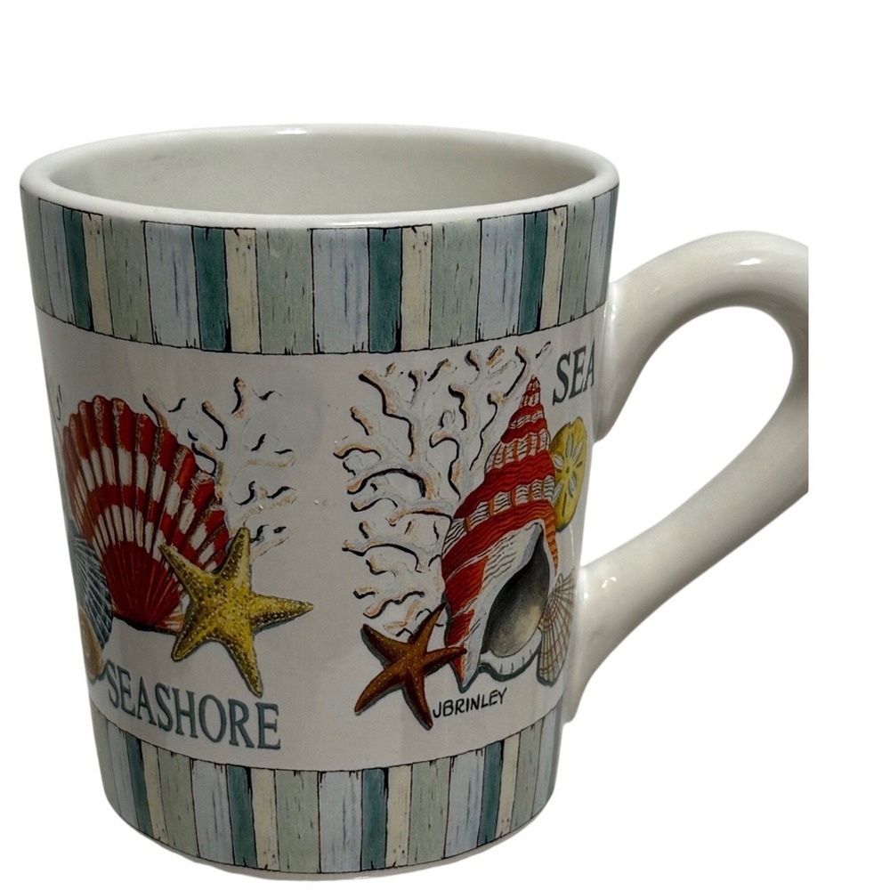Cypress Home J Brinley Coastal Seashell Coffee Mug Nautical Beach Ocean Blue 4in
